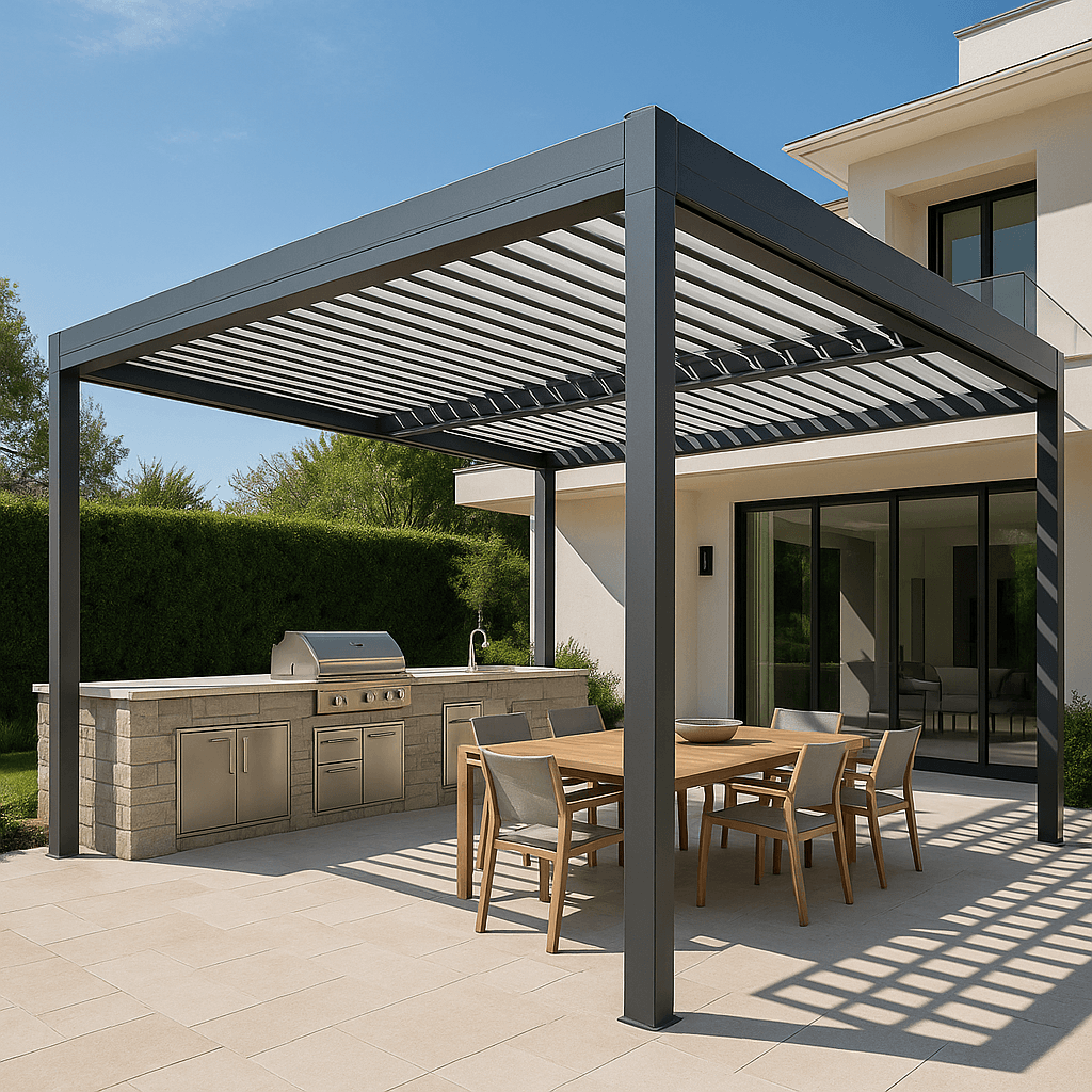 Luxcov modular multi-bay aluminum pergola system